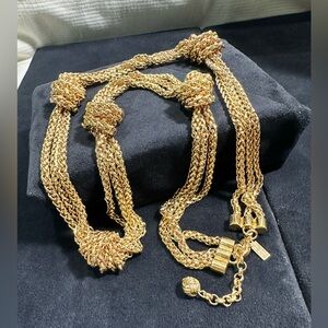 HTF: Vtg KATE SPADE Triple Stranded Double Knotted Gold Toned Necklace